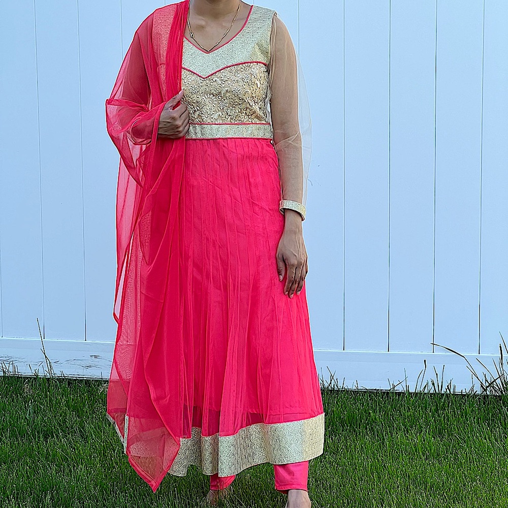 Anarkali Punjabi Indian Dress 3 Piece